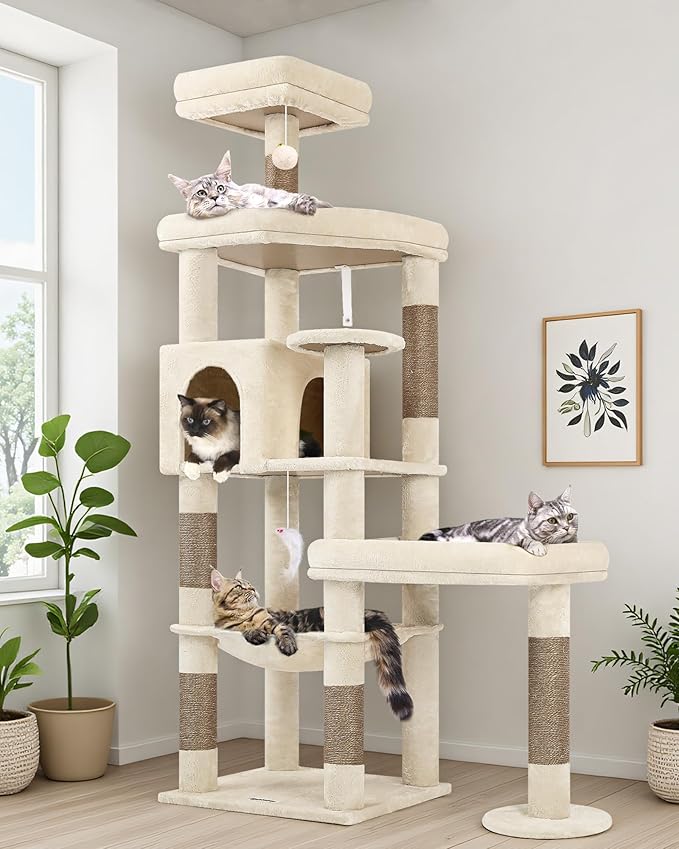 Globlazer Extra Large Platform Cat Tree, 65in Tall Sturdy Cat Tree by Globlazer
