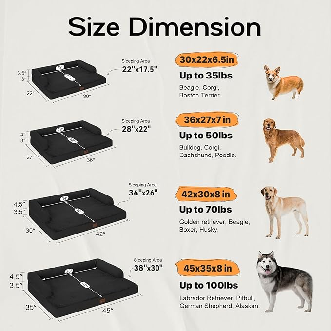 Large Orthopedic Dog Bed with Bolster – Washable Waterproof Cover, Non-Slip - Image 2