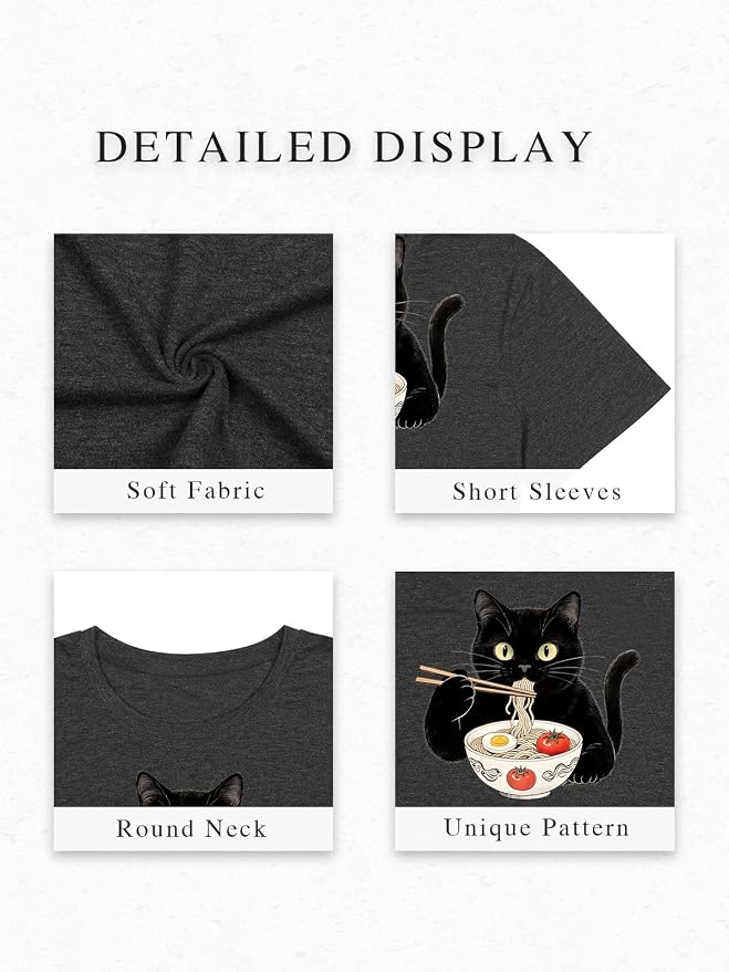 Cat Shirts for Women Oversized Cat Mom Shirt Animal Print Tops Cute Teen - Image 4