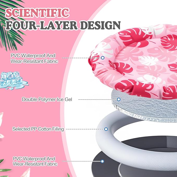 Pet Cooling Mat for Cats and Small Dogs, 20.1'' x 20.1'' Thickened Round Pink - Image 4