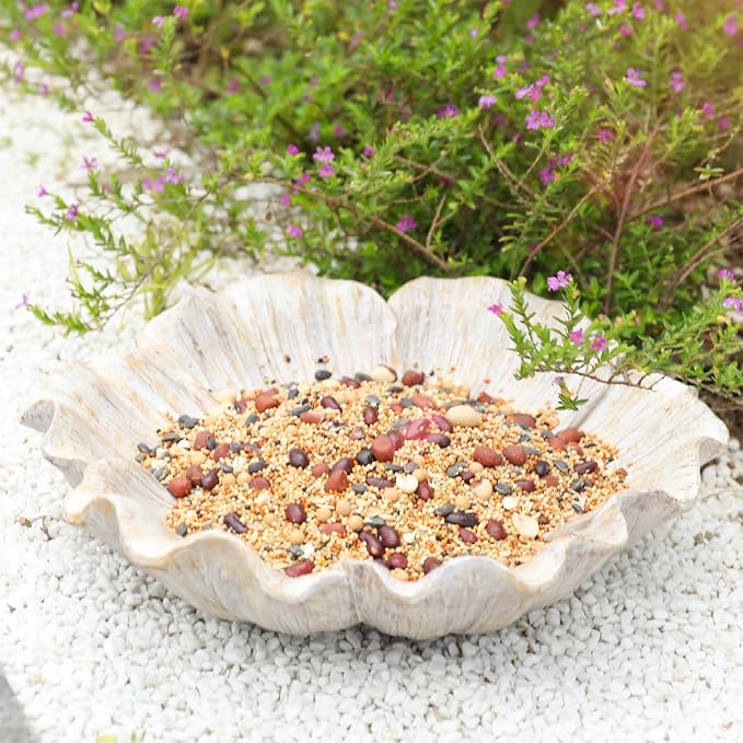 MUMTOP Bird Baths for Outdoors, Antique Outdoor Garden Bird Bath Resin Flower - Image 2