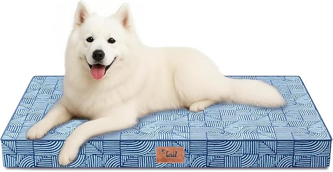 Outdoor Large Washable Dog Bed, Orthopedic Egg Crate Foam Dog Crate Mat by TailStories