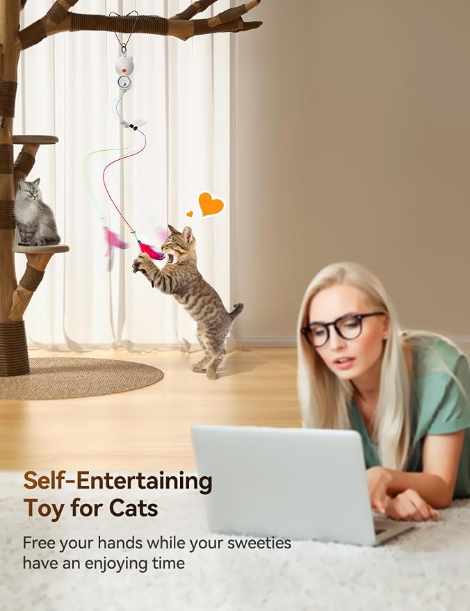 FEELNEEDY Laser Interactive Cat Toys, LED Light, Feather & Mouse Cats Toy - Image 5