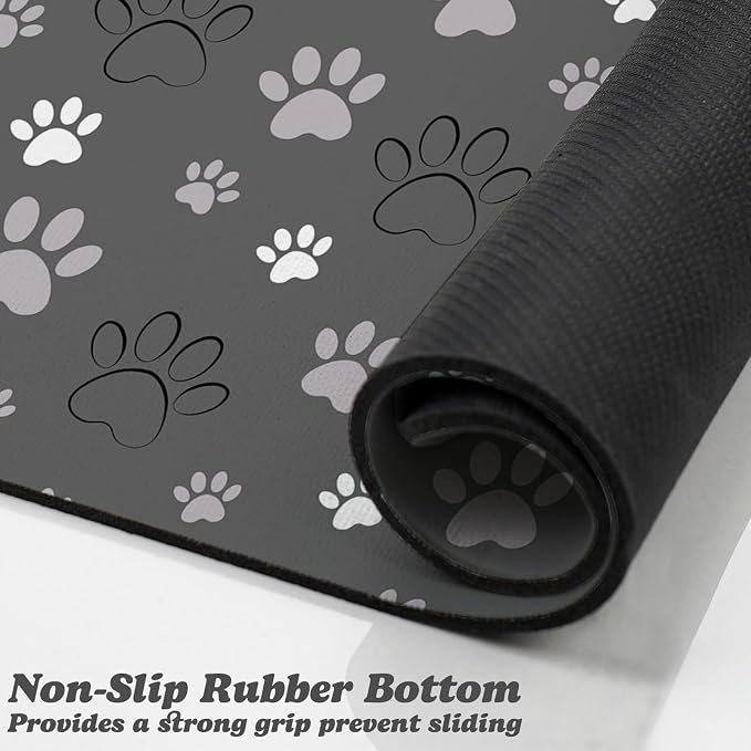 Dog Food Mat, Absorbent Water Bowl Mats Cat Pet Feeding Placemats Dark Gray 12 - Image 3