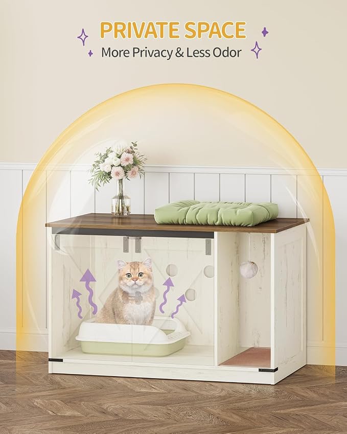 Cat Litter Box Enclosure, Hidden Litter Box Cabinet Furniture - Image 5