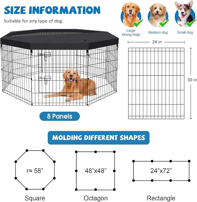 Dog Pen Pet Playpen Dog Fence Indoor Foldable Metal Wire Exercise Puppy Play - Image 2