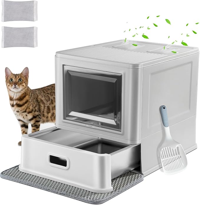 Marchul Enclosed Stainless Steel Cat Litter Box by Marchul
