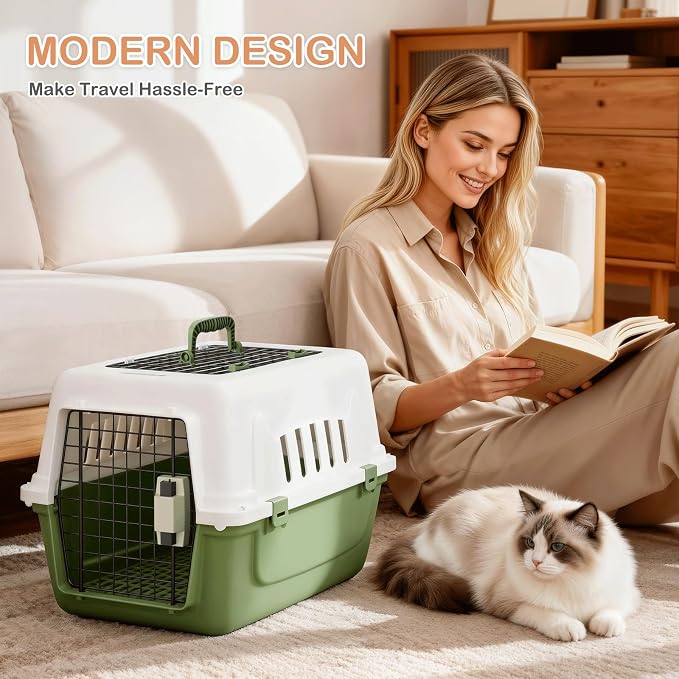 MoNiBloom 22-Inch Dog Crate Plastic 2-Door Top Loading Cat Carrier, Hard-Sided - Image 6