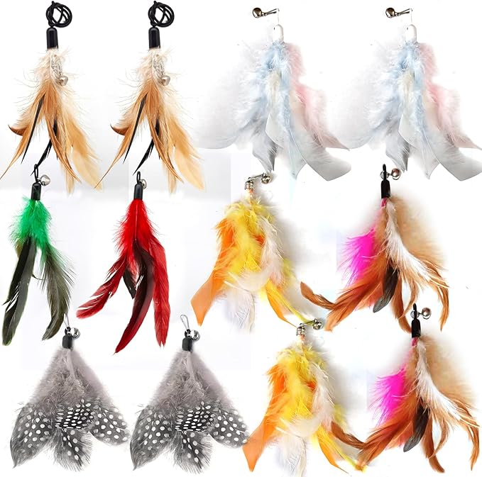 12 Pack Cat Wand Feather Toy Refills - Image 6