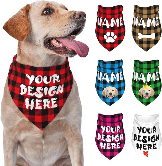 Custom Dog Bandana Add Your Text Photo Name Personalized Neckwear Bandanas Soft by Custom