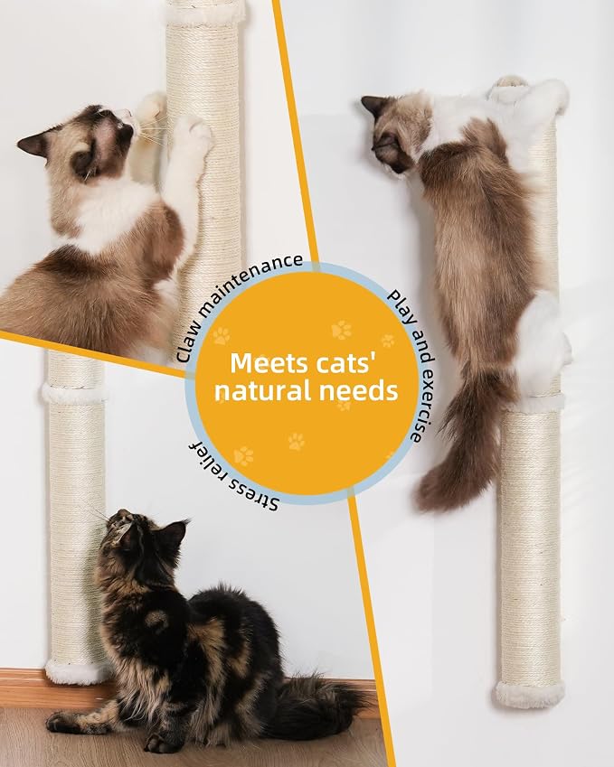 34'' Wall Cat Scratching Post, Wall Mounted Cat Scratcher Furniture - Image 7