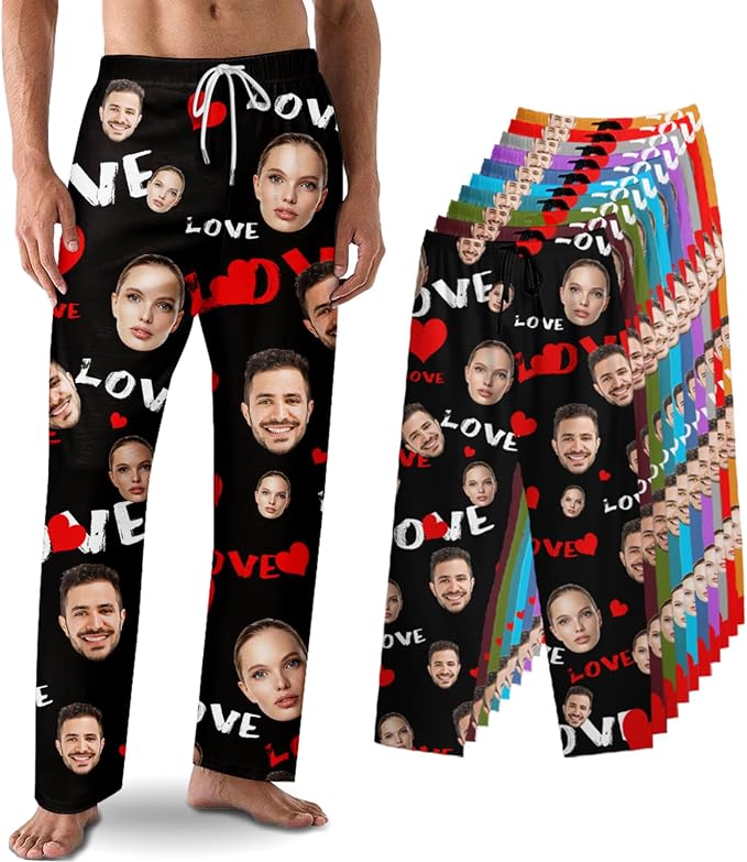 Custom Pajama Pants with Face customized PJ Pants Christmas Valentine gifts by Unknown