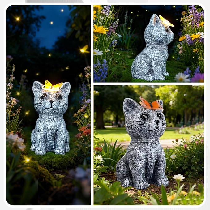 Solar Cat Garden Statues Outdoor Decor - Image 5