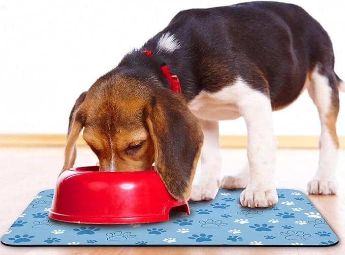 Dog Food Mat, Absorbent Water Bowl Mats Cat Pet Feeding Placemats Blue 12 * 20 - Image 6