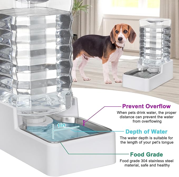 Automatic Dog Water Dispenser: White 9L Stainless Steel Gravity Feeder - Image 5