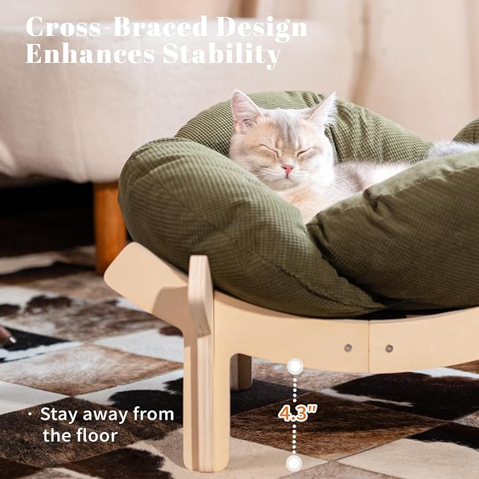 CHEERHOME PETS Elevated Cat Bed Wooden - Image 2