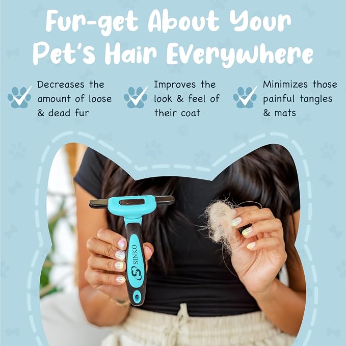 Sinko Deshedding Tool for Dogs & Cats, Pet Grooming Brush, Skin Friendly - Image 8