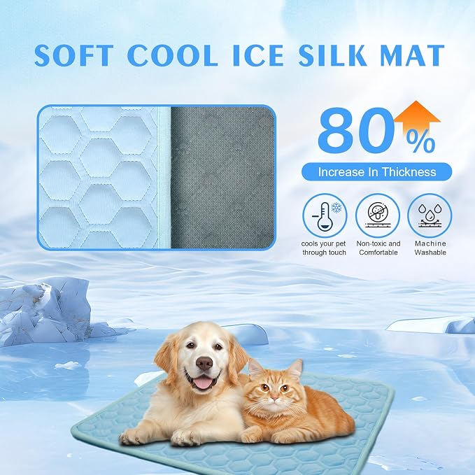 Upgrade Dog Cooling Mat, Pet Dog Self Cool Pad, Ice Silk Washable Cooled Mat - Image 2