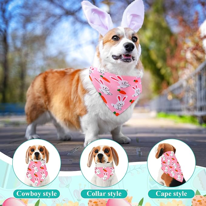 Sanwuta 120 Pcs Easter Dog Bandanas Bulk Rabbits Patterns Bandanas - Image 4
