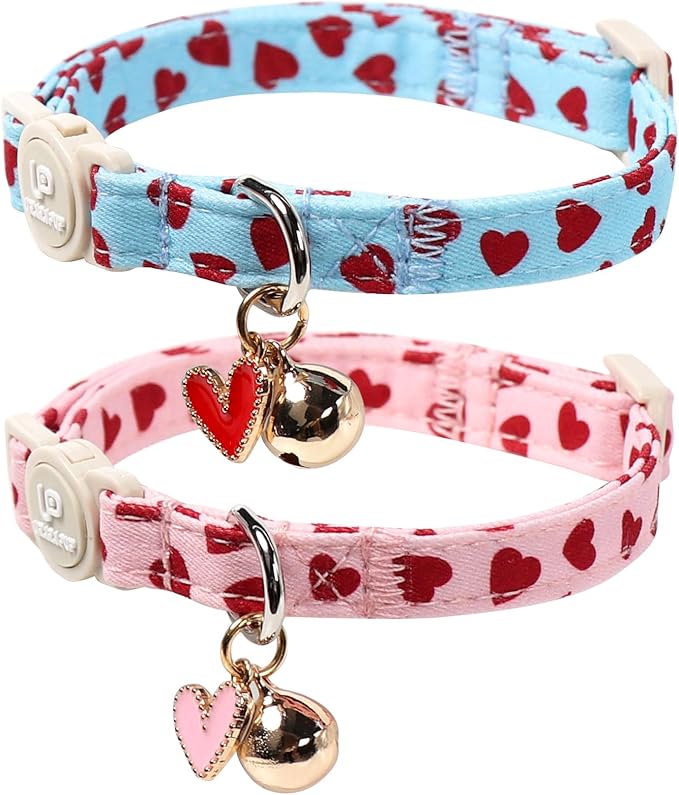 Cat Collar, Sweet Heart Kitten Collars Pink Hearts by UPURARAPUP