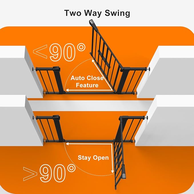 FURTIME 29"-41" Baby Gate with Cat Door Adjustable, Auto Close Dog Gate - Image 6