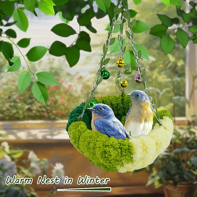 Bird Nest with Bell for Cage, Plush Hanging Bird Bed for Parakeet Indoor & - Image 5