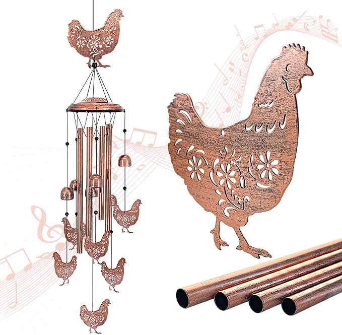 Chicken Wind Chimes for Outside, Chicken Gifts for Women/Men/Sympathy/Memorial by EZTZEN