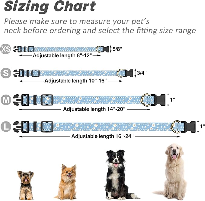 Reflective Dog Collar for Large Dogs, Cute Daisy Theme Adjustable Heavy-Duty - Image 7