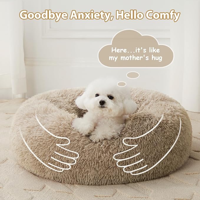 WNPETHOME Calming Dog Bed, Anti-Anxiety Donut Small Dog Bed, Fluffy Faux Fur - Image 7