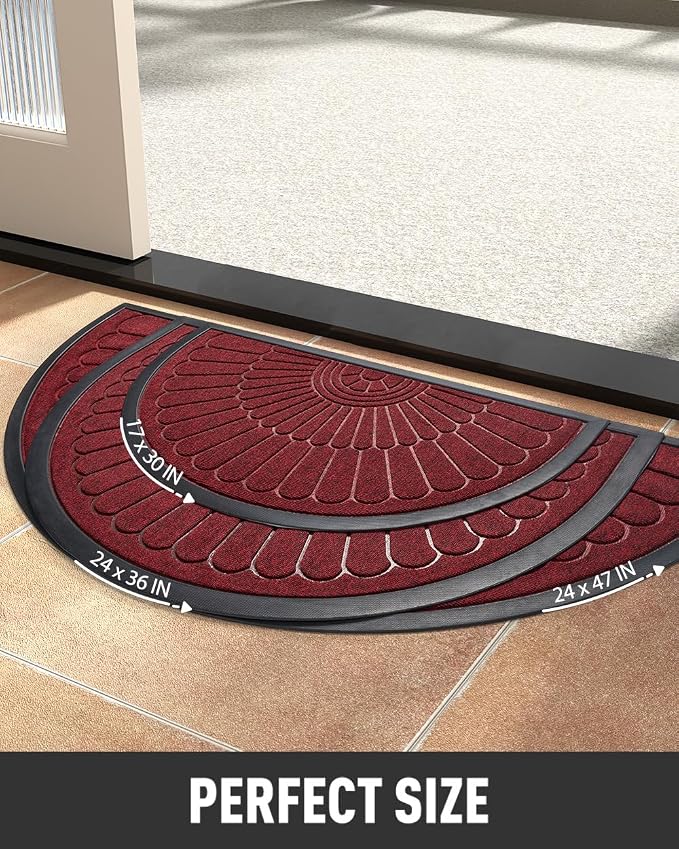 tchdio Door Mat Outdoor Indoor Entrance Doormat-Semicircular Durable Rubber Non - Image 6