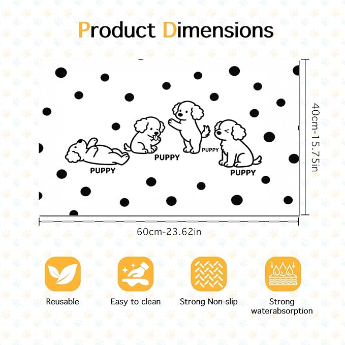 Puppy Pattern Pet Feeding Mat 24x16 Inch Polka Dot Pet Feeding Area Mat Pet - Image 6