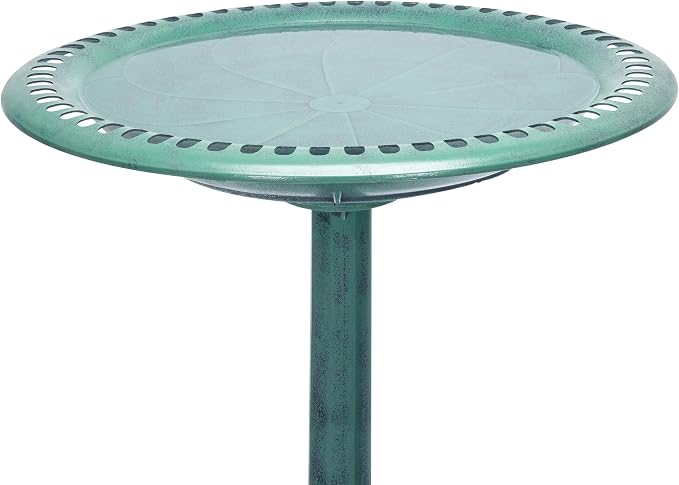 Alpine Corporation TEC116 Outdoor Aged Green Pedestal Birdbath - Image 4
