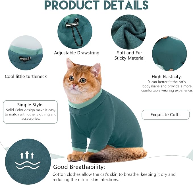 Cat Pajamas for Cats Only, Sticky Hair Cat Clothes, Sphynx Hairless Cats Sweater - Image 2