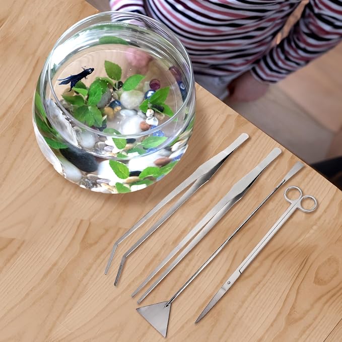 Hiceeden 4 Pcs 15 Inch Long Aquarium Aquascape Tools, Stainless Steel - Image 7