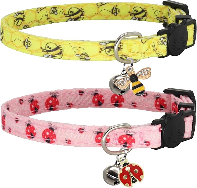 Cat Collar Breakaway, 2 Pack Cotton Cats Collars by Giecooh