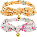 2 Pack Cotton Cat Collar, Removable Bowtie, Floral Pattern, Safety Breakaway by Petiry