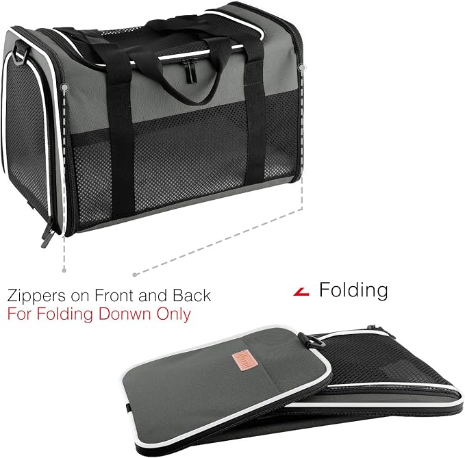 Cat Carrier - Portable Foldable Dog Pet Carrier, Soft-Sided Pet Bag up to 15 Lbs - Image 7