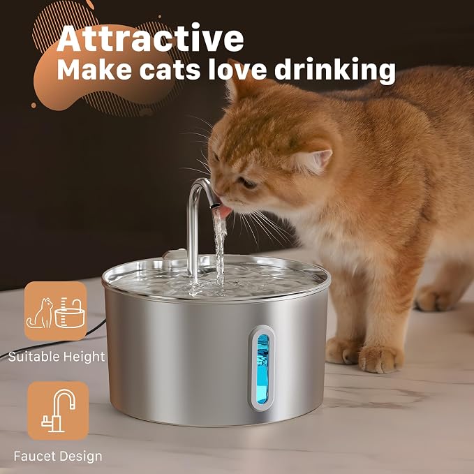 Cat Water Fountain Stainless Steel: 2.2 L Cat Fountain - Image 7
