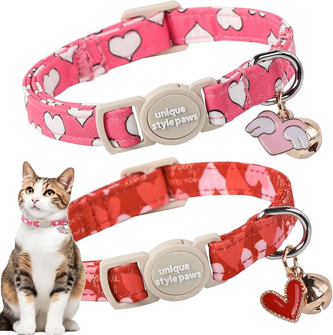 Unique style paws 2 Pack Valentine's Day Kitten Collar Breakaway by Uniquestylepaws