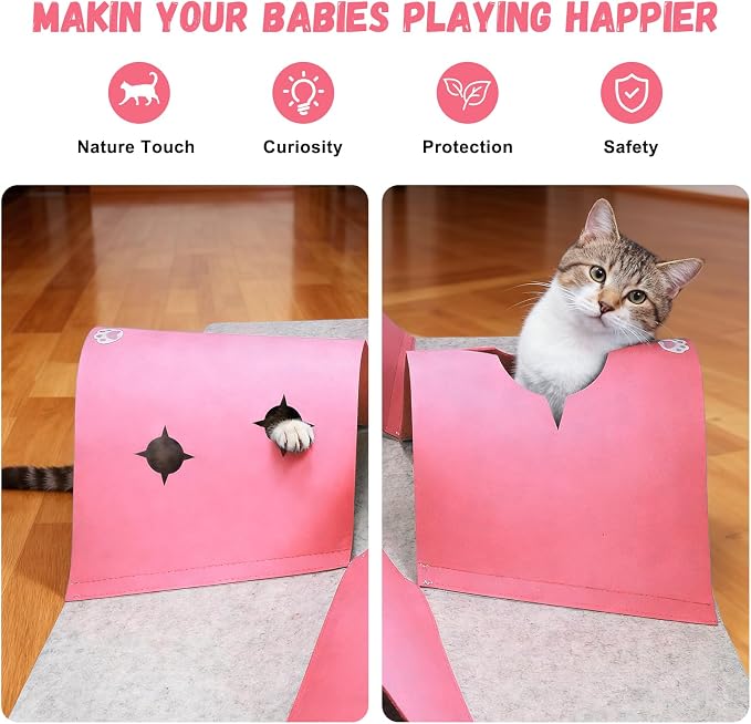 Interactive Cat Tunnel Mat for Indoor Cats, 4-Way Felt Cat Cave - Image 4