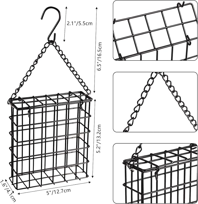 2Pcs Outdoor Suet Cage Bird Feeder, Wild Bird Feeder, Single Suet Cake Capacity - Image 2