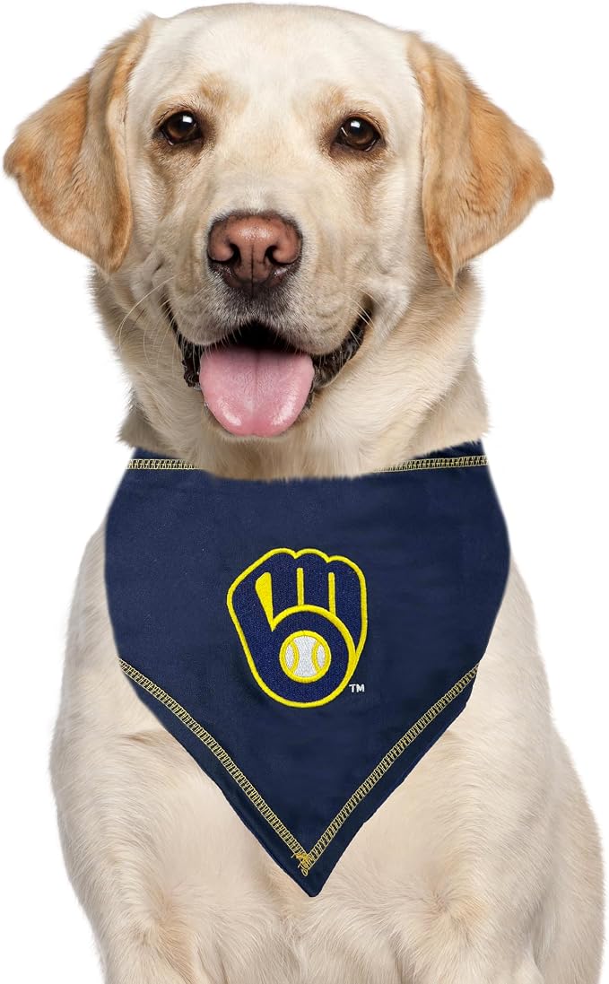 Pets First Milwaukee Brewers TIE Bandana, Small/Medium. Dog Bandana Scarf Bib - Image 5