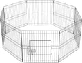 Yaheetech 24 inch Black Metal Pet Playpen 16 Panel Foldable Playpen by Yaheetech