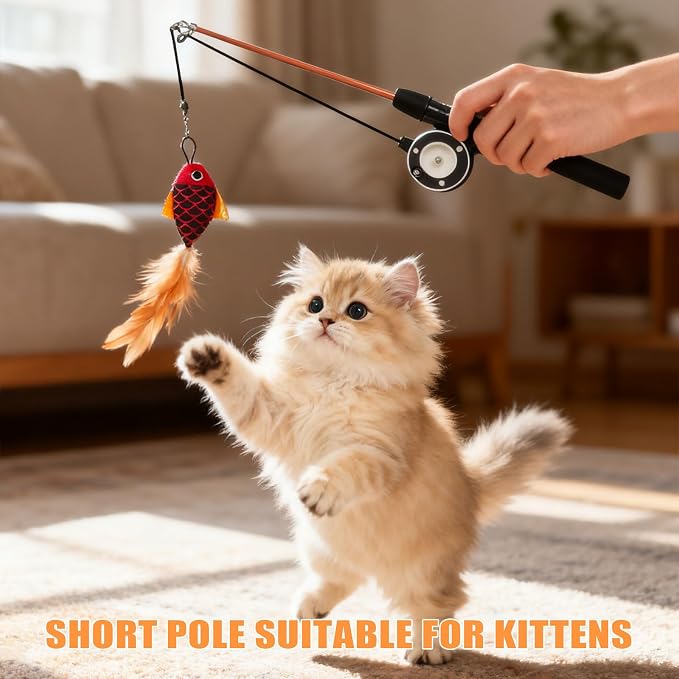 Cat Toys Interactive for Indoor Cats Wand Retractable Fishing Pole - Image 6