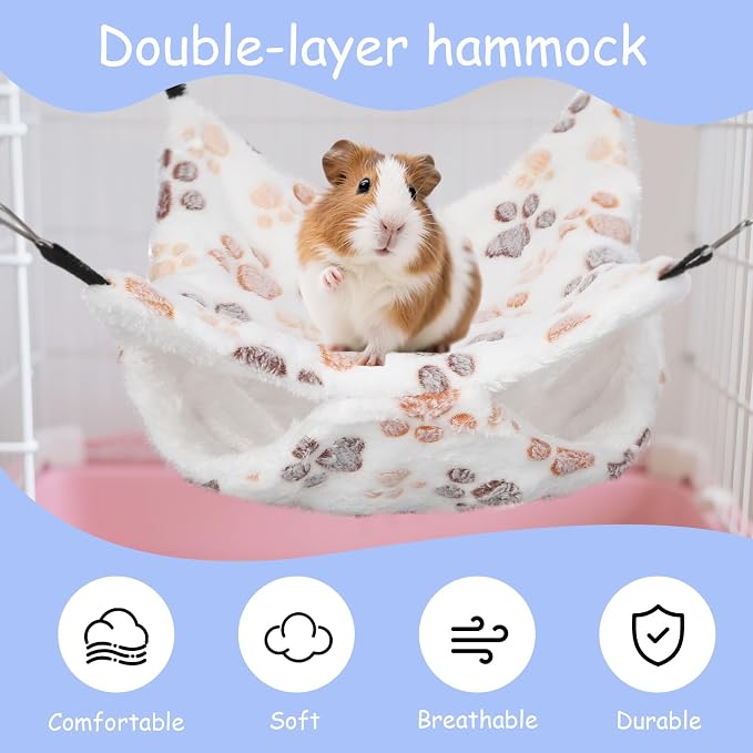 4 Pack Small Animal Hammock, 11.4x11.4 Inch Guinea Pig Rat Ferret Hanging Bed - Image 7