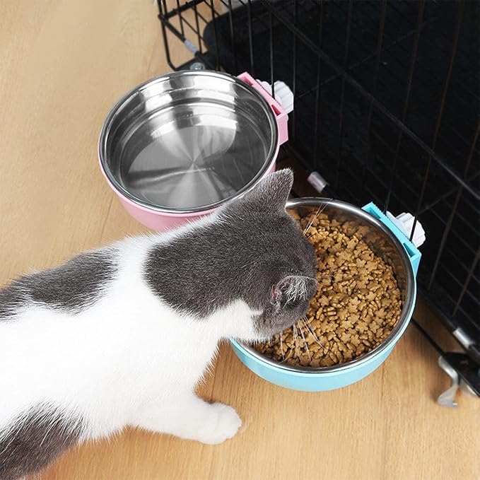 Dog Crate Bowl, Hanging Stainless Steel Removable Pet Crate Water & Food Bowls - Image 7