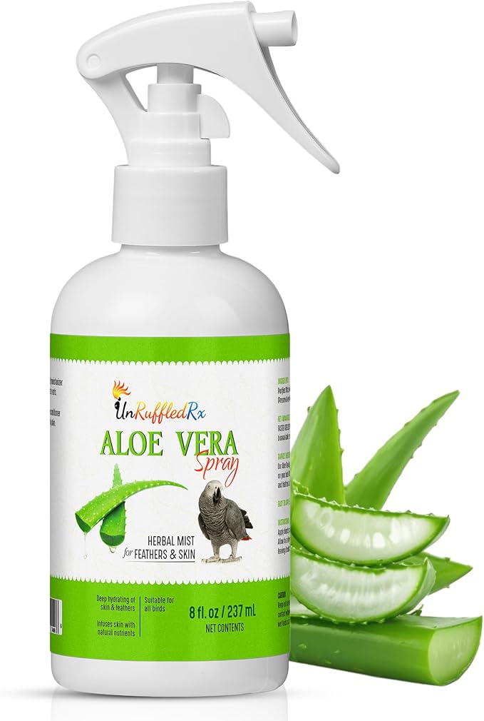 Aloe Vera Bird Spray for All Birds – Soothes Itchy Skin & Feather Plucking – by UnRuffledRx