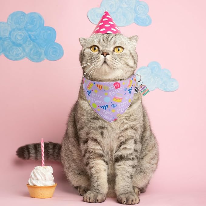 SCENEREAL Cat Bandana Collar for Birthday - Image 8