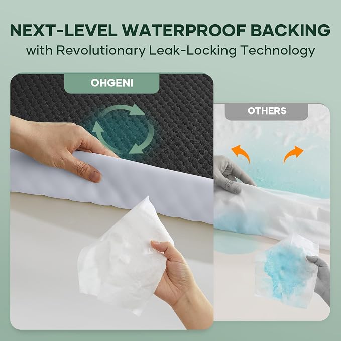 OhGeni 100% Waterproof Mattress Protector, Queen-Black Size Mattress Pad - Image 5