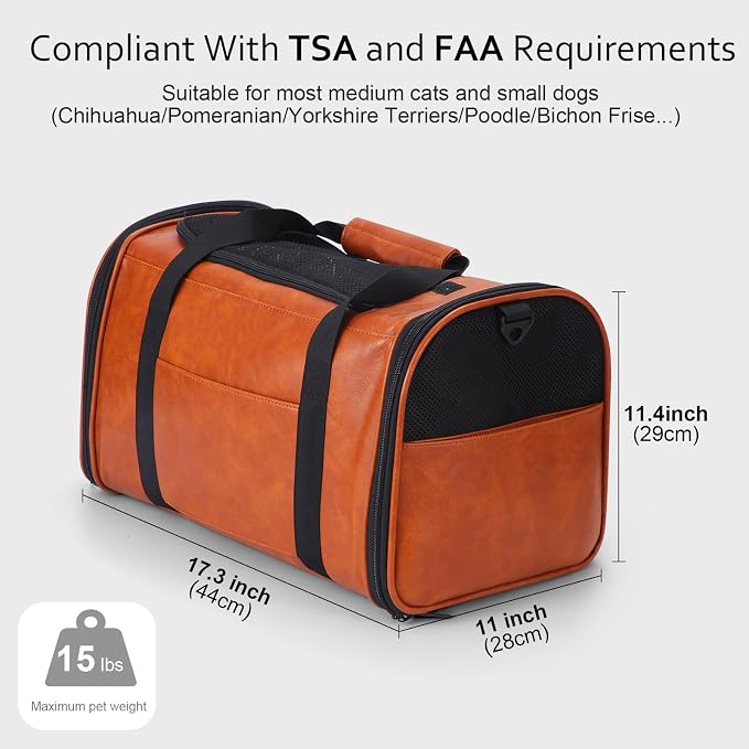 Fashion Leather Dog Carrier Cat Carrier Airline Approved Pet Carrier - Image 2